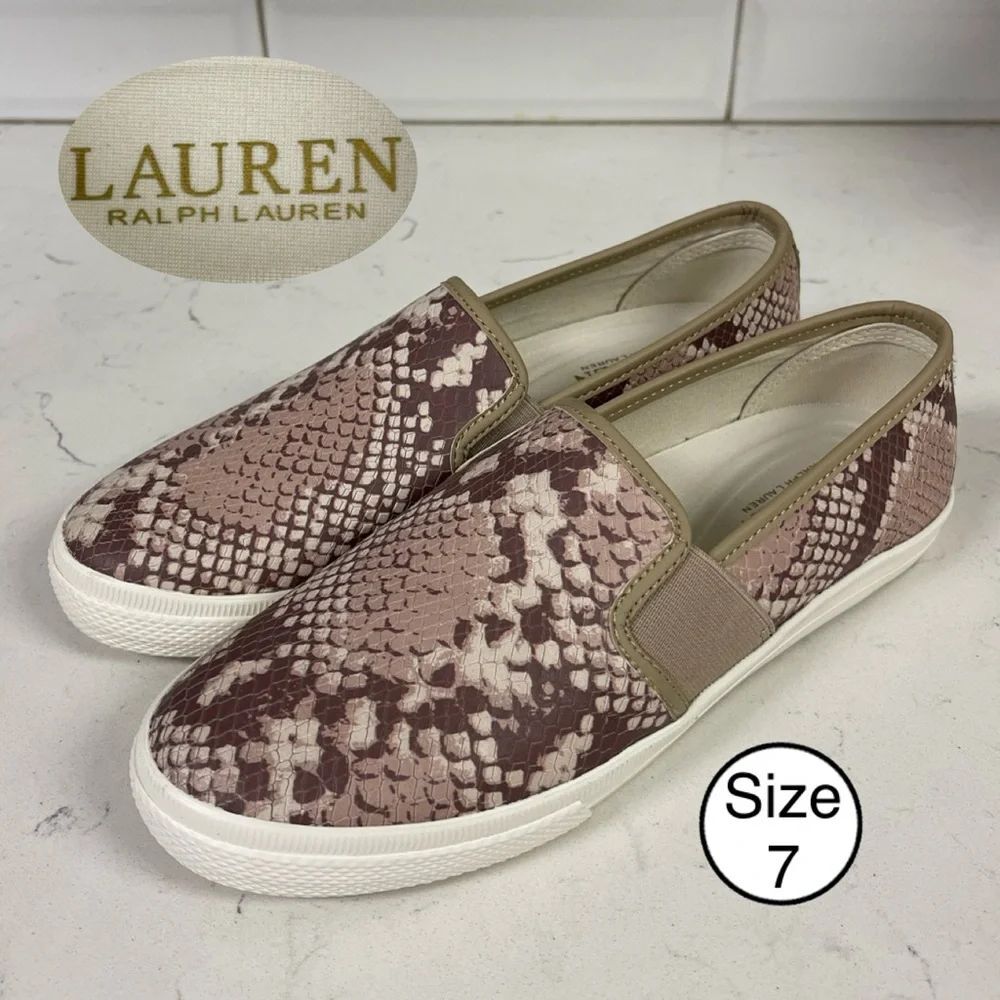 Lauren Ralph Lauren Jinny Slip On Sneaker Snake Skin, Size 7, Worn 1-2 Times